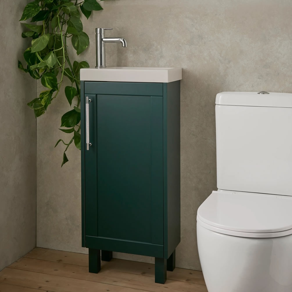 Heritage Lynton Classic Green Floorstanding Cloakroom Vanity Unit & Basin - Lifestyle